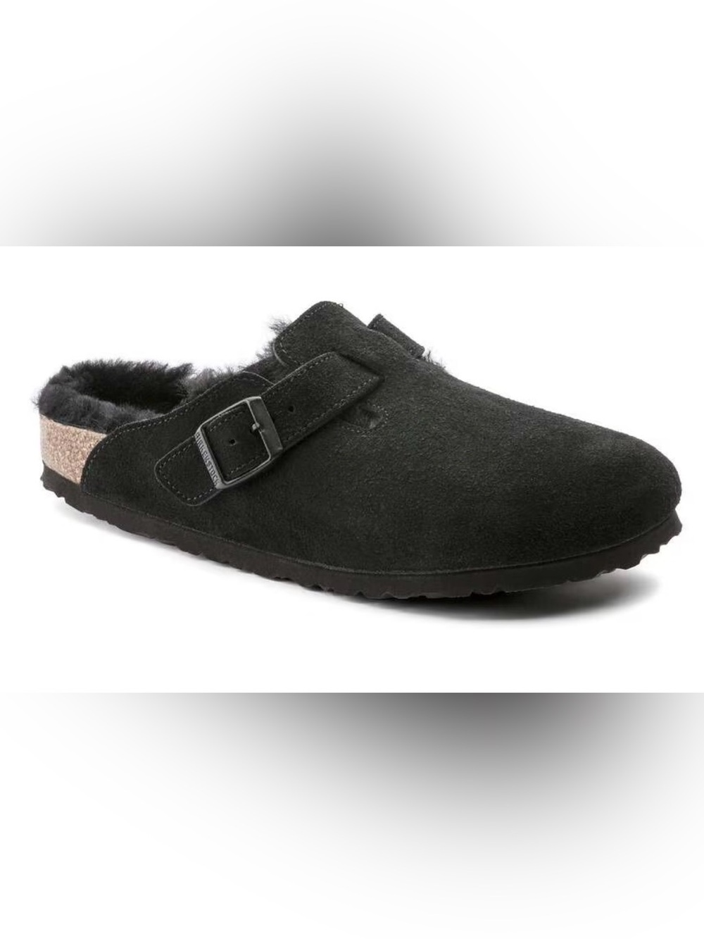 Birkenstock Black Boston Clog Suede Shearling-Lined Slip-On EU37